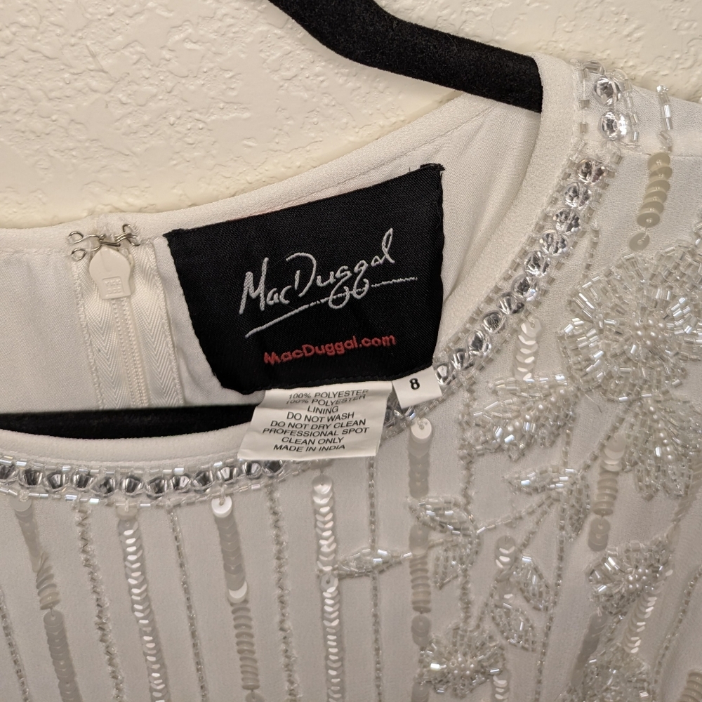 Mac Duggal Ivory Sequin Embellished Midi Dress - Picture 12 of 14
